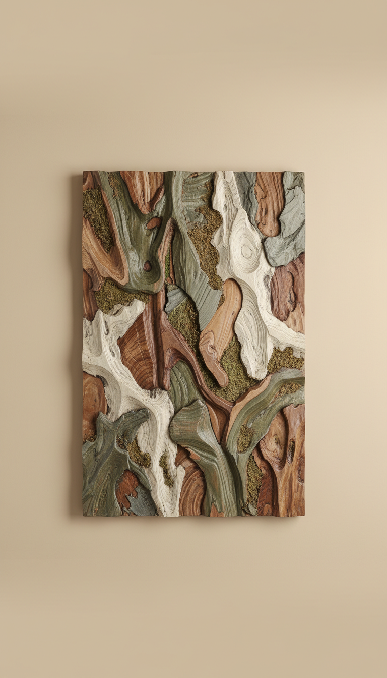 Textured Olive Moss Wood Wall Panel