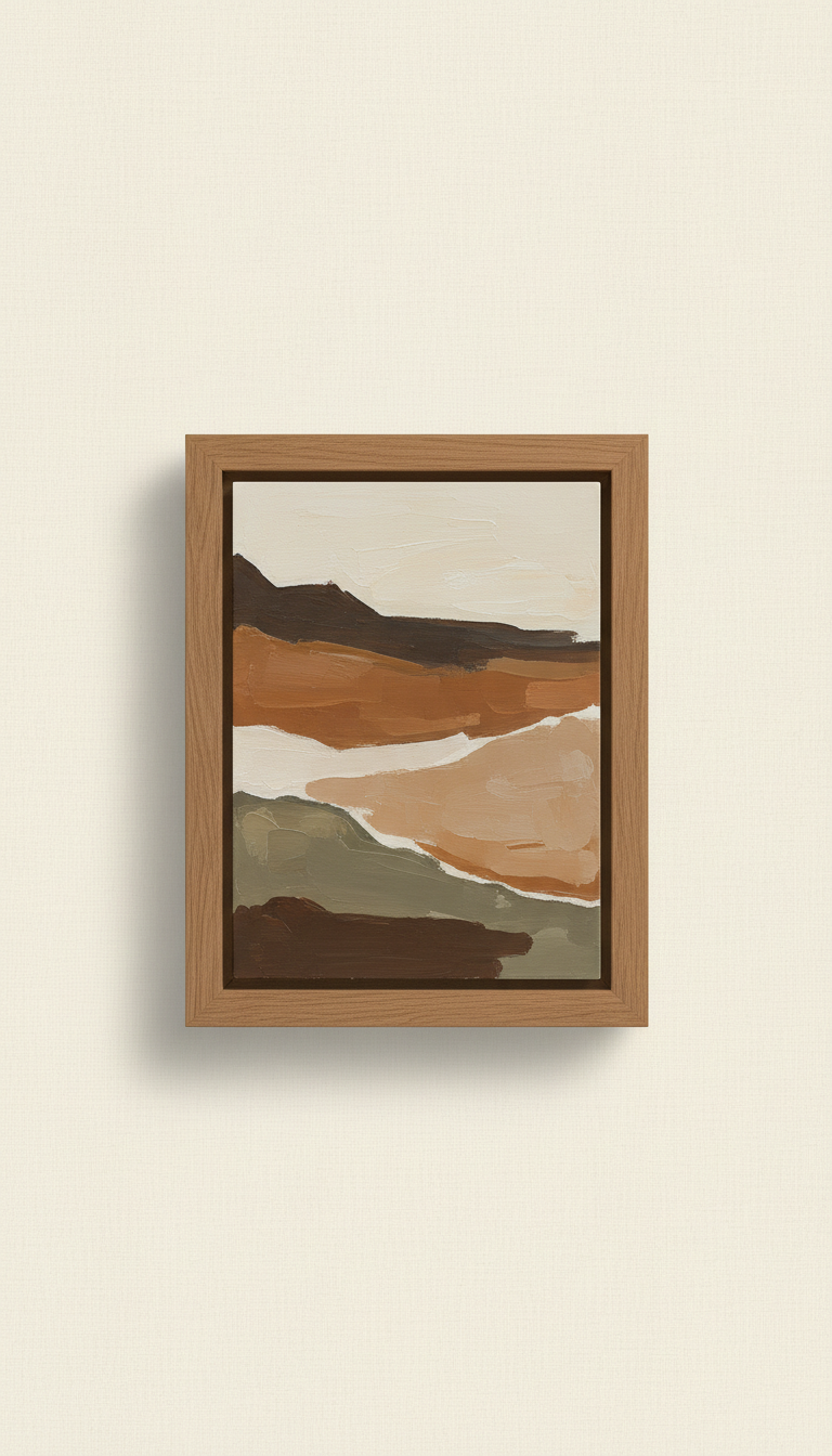 Amber Oak Framed Abstract Painting